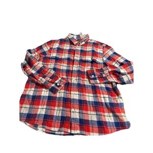GAP Plaid Flannel Button Down Shirt Mens XL Cotton 90s Red White Blue New W/ Tag